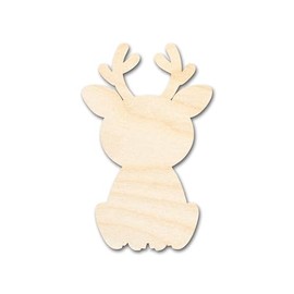 Unfinished Wood Cute Reindeer Shape | DIY Craft Cutout | up to 46" DIY 8" / 1/2"