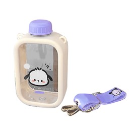 Kawaii Water Bottle for Girls 550ML Portable Leak Proof Square Cute Water Bottles with Adjustable Strap for Outdoor Sports Travel