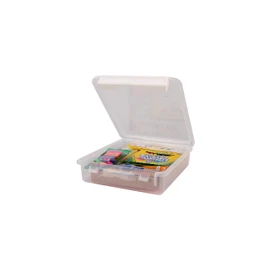 Plano PLA1313 Single Cubby Cube | Clear Storage Bin with Secure Latch, Clear with White Latch