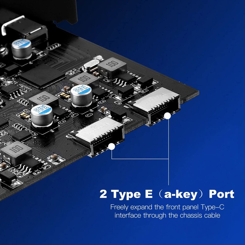 6 Ports USB PCIE Card (2X Type-E Adapter,2X USB 3.0-C,