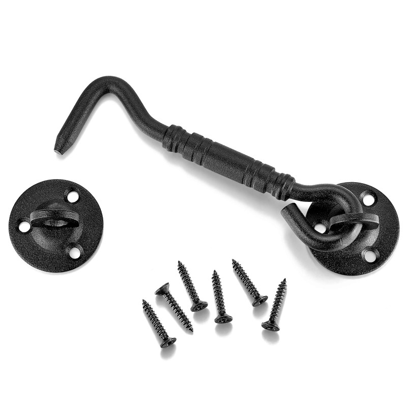 INIRET 2 Packs 4”Barn Door Latches，Matte Black Heavy Duty Solid