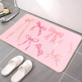 ETYZE Pink Welcome Mat, Pink Door Mat, Bow Bath Mat Kitchen Mat, Coquette Room Decor Bow Decor, Front Door Mat Indoor Entrance, ChristmasGifts for Teen Girls Pink Lovers, 30 x 16 Inch