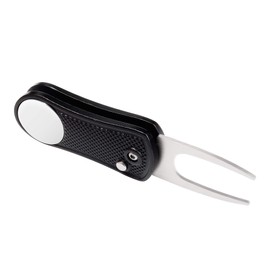 Mile High Life All-Metal Foldable Golf Divot Tool with Pop-up Button and Magnetic Ball Marking (Black Bone)