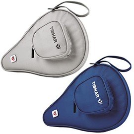 Tibhar Table Tennis Bat Case Hong Kong with Ball Compartment, Table Tennis Racket Bag for up to 2 Bats, Table Tennis Bat Protective Cover, Grey, Navy (Grey)