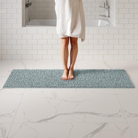 ITSOFT Plush Bathroom Rug 71x21, Absorbent Machine Washable Non Slip Chenille Bath Mats, Quick Dry Bathmat, Bath Rugs for Bath, Shower, Bedroom, or Door Mat, Spa Blue