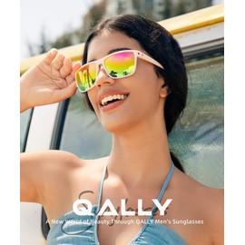 QALLY Polarized Sunglasses Men, Mens Sunglasses Polarized UV protection Lightweight Sun Glasses for Driving Fishing Golf