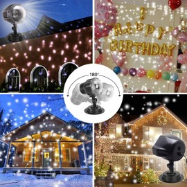 Borelor Snowfall LED Lights IP65 Waterproof Mini Christmas Snowflake Projector Lamp Indoor Outdoor New Year Decoration Light with RF Remote & Timer(High Brightness)