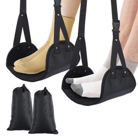 Qaestuan Pack of 2 Footrest Foot Rest Airplane Travel Foot Hommock Aeroplane Footrest Foot Hammock Hanging Foot Hammock Adjustable Airplane Leg Support Provides Relaxation and Comfort for Long Flights