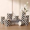 Porlien Checker Porcelain Creamer Pitcher Set of 2, Ceramic Milk