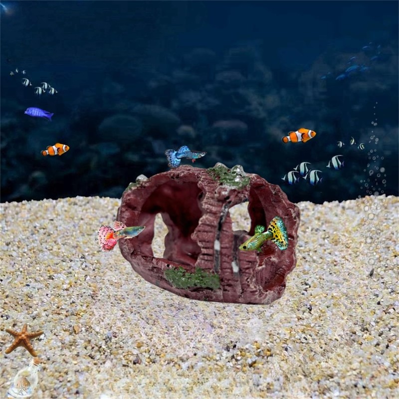 2 Pack Aquarium Broken Barrel Decor, Cichlids Guppy Small Fish