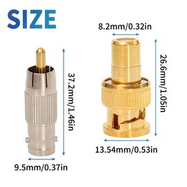 EVARSOL BNC to RCA Coaxial Adapter Kit 4pcs BNC Male to RCA Female Gold Plated Coax Connector+4Pcs BNC Female Jack to RCA Male Plug Nickel-Plated Adapter for CCTV Video Security Camera