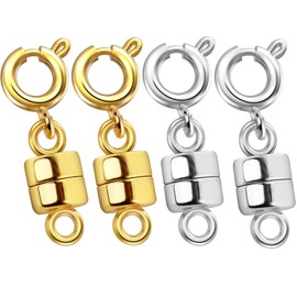 Kcctoo Magnetic Necklace Clasps and Closures - 14k Gold and Silver Plated Bracelet Connectors for Necklaces Chain Jewelry Making