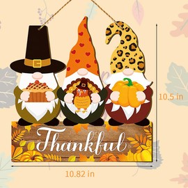 Fall Door Decoration Wooden Welcome Front Door Sign Thanksgiving Pumpkin Gnome Hanging Decor Rustic Autumn Wood Sign Decor for Farmhouse Home Porch Outdoor Party Decorations
