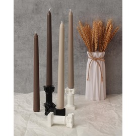 Viyffo Taper Candles 10 Inch Brown Set of 4 Unscented, Dripless, Smokeless Long Tall Tapered Candlesticks Wedding Home Decor Dinner Natural Color Series