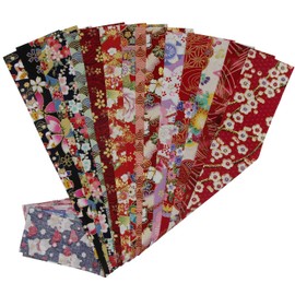 aufodara 15 Japanese Style Fabric Cotton Stripes 6.5 x 50 cm Cotton Fabric Patchwork, Printed Flowers Gold Pattern Bronzing Fabric Package Fabrics for Sewing Quilting DIY Artcraft Crafts (Red)