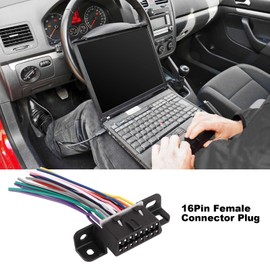 Aramox Enchufe de Diagnóstico de Coche de 16 Pines, 2 Piezas de Diagnóstico OBD2 Conector Hembra de 16 Pines Arnés Coche Enchufe Hembra de 16 Pines Ajuste Universal para la, qnapusm9xe