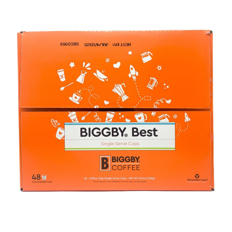 BIGGBY Best Single Serve Coffee, 100% Farm-Direct, Recyclable Plastic Cups,