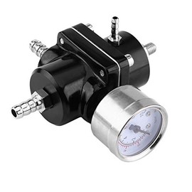Regulador de Presión Ajustable, Kit Manómetro para Gasolina con Manguera de Aluminio para Vehículos (0-140 Psi)