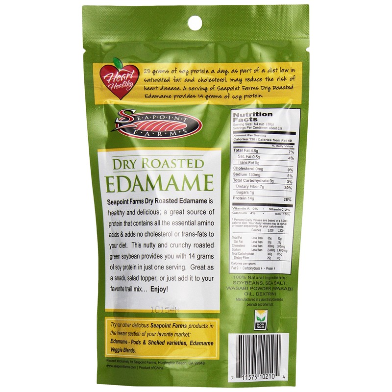 Seapoint Farms Dry Roasted Edamame, Wasabi, 3.5 Oz