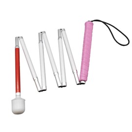 Aluminum Mobility Folding White Cane for Vision Impaired and Blind People (Folds Down 7 Sections) (Pink Handle, 135cm (53.1 inch))