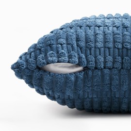 Topfinel Blue Cushion Covers 50cm x 50cm,Corduroy Decorative Fluffy Pillows Cases,Cushions Cover 20x20 inches with Invisible Zipper for Sofa Bed Livingroom Bedroom,Pack of 2