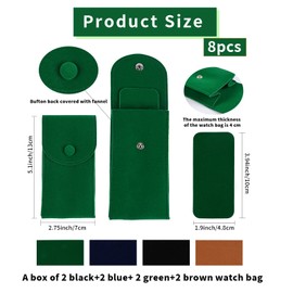 GeryVtee 8 Pcs Velvet Watch Pouch Portable Watch Pouch Single Watch Travel Case Watch Storage Bag Luxury Gift Bag with Snap Button for Jewelry Watch Organizer(mix color)