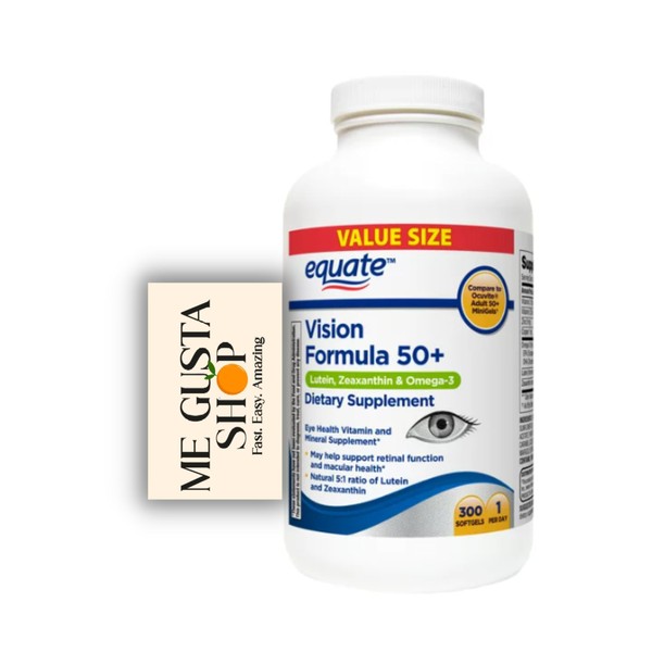 Equate Vision Formula 50+ Softgels Dietary Supplement, 300 Count Includes