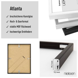 nielsen Atlanta 6x8" Aluminium Black Matt Photo Frame Portrait & Landscape Shatterproof Glass