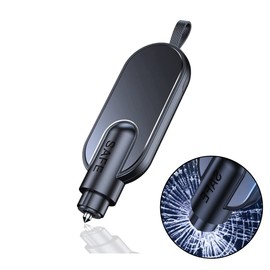 Moioee Window Breaker Seatbelt Cutter, Spring Loaded Emergency Escape Tool for Auto, Keychain Glass Breaker for Land and Underwater, 2-in-1 Car Safety Hammer for Automotive Accidents (Black)