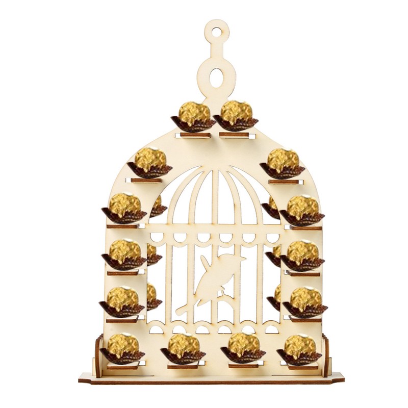 Wooden Chocolate Display Stand Bird Cage Style Dessert Display Shelves