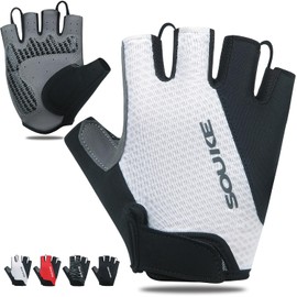 SOUKE Fingerless Cycling Gloves Padded Bicycle Gloves Half Finger Cycling Bike Gloves Mountain Bike Gloves Anti-Slip Breathable For Men Women