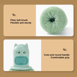 Dish Brush with Soap Dispenser-Soap Dispensing Kitchen Brush,Pot Cleaning Brush, Dish Scrub Brush, Cute Shape, Comfortable Grip for Dishes, Pot, Pan Sink Cleaning (Green)
