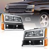 Fullux LED DRL Headlights Assembly Compatible with 2003-2006 Chevy Silverado/2003-2006