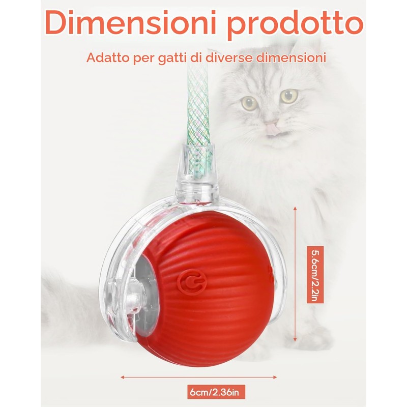 Gyxova Giocattolo interattivo per gatti, elettrico, palla automatica per gatti