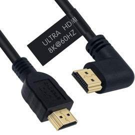 Poyiccot 8K HDMI Cable, 60cm Right Angled 8K HDMI 2.1 Cable Right Angled HDMI Male to Male High Speed 90 Degree Right Angle HDMI Converter 48Gbps 8K 60Hz HDMI 2.1 Cable (Right Angle)