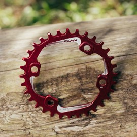 Funn Solo Narrow Wide Chainring for 9 10 11 12 Speed Chain, Fits Asymmetric 96mm BCD Interface Crankset, Single Speed Bike Chain Ring for MTB, BMX Bike, Gravel Bike and Road Bike (30T, Red)