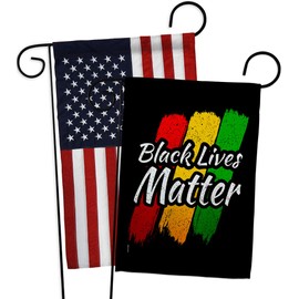 Black Lives Awareness Yard Signs Wall Decor American Flag Banner Pack Patio Porch Lawn Garden Outdoor Decorations Tapestry Black History Month BLM African Americans Heritage Made in USA