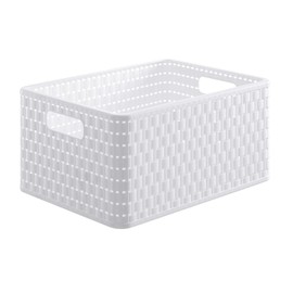 Rotho Country Rattan Effect Storage Box, 18 Litres, Plastic (Polypropylene), Black, A4