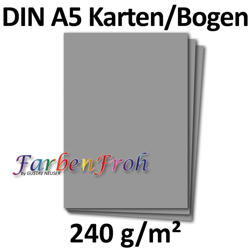 100 DIN A5 Single Cards Paper Sheets – Graphite –