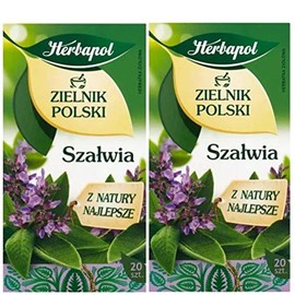 Herbapol Sage Leaf Tea SZALWIA - 20 Tea bags (1.2g) x 2 PACK (24g x 2). Product from Poland.