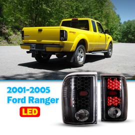 AUTOWIKI LED Tail Lights For 2001-2005 Ford Ranger Rear Lamps Light 2002 2003 2004(Glossy Black/Clear Lens)