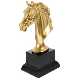 Gatuida Golden Horse Head Statue, Resin Horse Head Sculpture Trophy, Antique Ornament for Office, Living Room, Bookshelf, Fireplace, Tabletop Decoration, 7.48 x 3.74 x 2.75 Inch