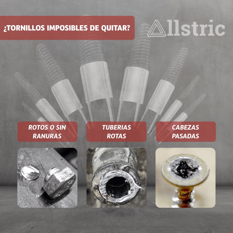 Allstric Set of 8 Broken and Damaged Screw Extractor |