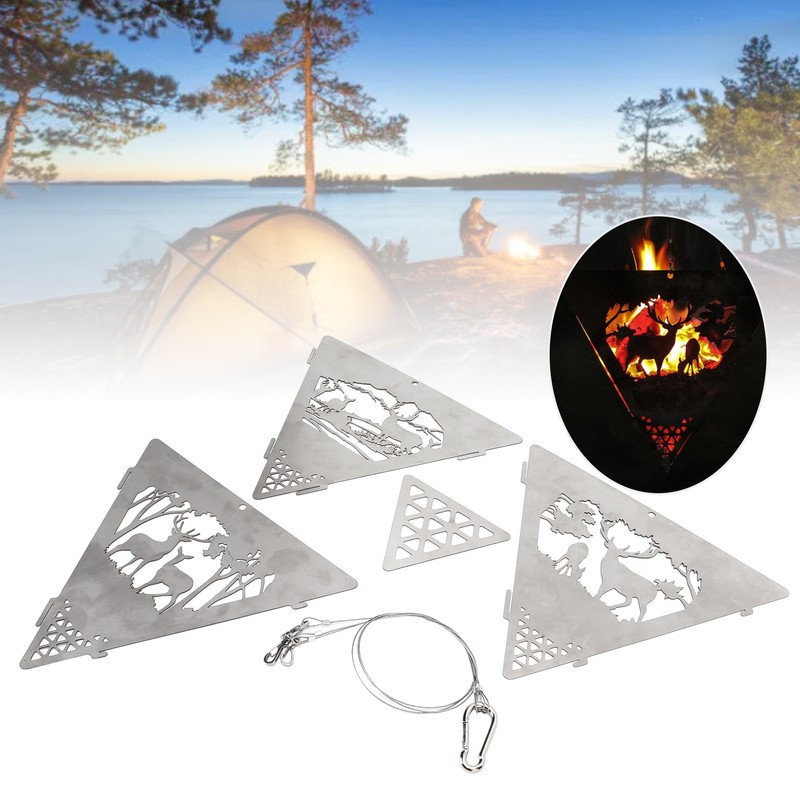 Triangular Campfire Grill Hanger Outdoor Portable Reindeer Bonfire Fire Pit