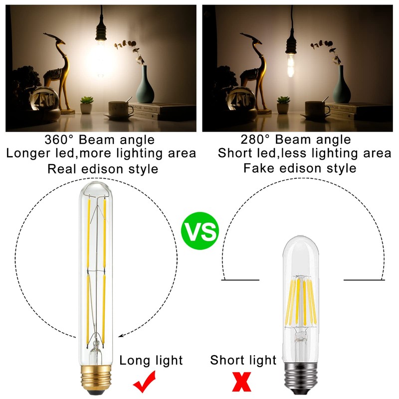LiteHistory T10 LED bulb 6W Equal E26 LED Bulb 60