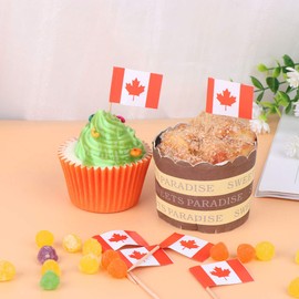 NUOBESTY Canada Flags Canadian Flag,100 Pcs Cupcake Toppers Picks,Country Toothpick Flag for Party Decorations Supplies