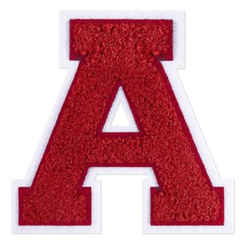 QianSiLi 6.5 Inch Chenille Iron On Letters for Clothes Varsity Letter Patches Embroidered Patch Iron On Patches for Clothing Jacket/Hoodie/Varsity (Red,A)
