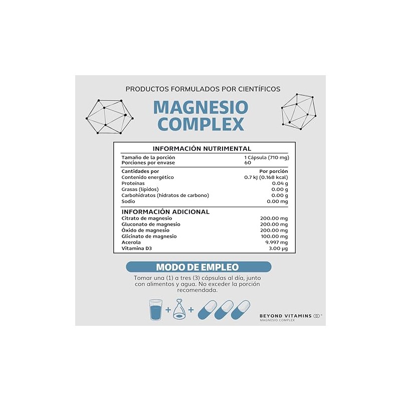 Beyond Vitamins Magnesio Complex Magnesios Citrato Glicinato Gluconato Óxido 710