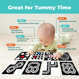 QBI Magnetic Baby Toys 0-6-12 Months | Black and White Baby Cards Newborn Toys High Contrast Flashcards & Magnetic Cubes | Visual Stimulation Montessori | Baby Essentials (9 Pieces)