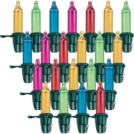 Mudder 60 Count Christmas Tree Replacement Light Bulbs 2.5v 0.425 Watt Replacement Bulb Mini Incandescent Wire String Lights Decoration for Prelit Xmas Tree(Green Base with Pastel Color Bulb)